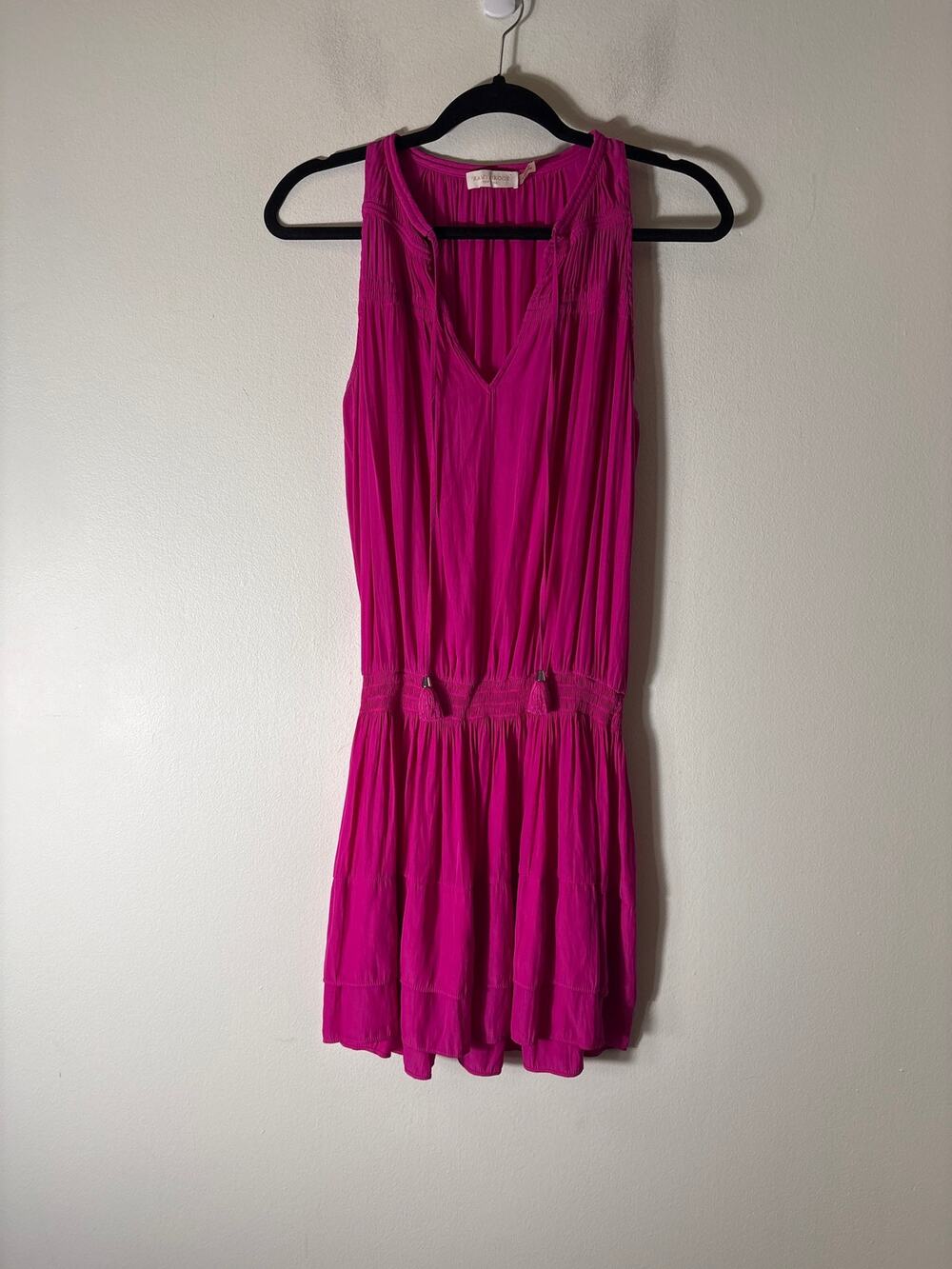 Ramy Brook Hot Pink Sleeveless Layered Ruffle Knee Length Dress Sz M
